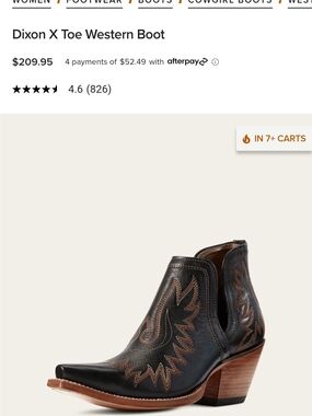 Ariat Black Dixon X Toe Western Ankle Boots